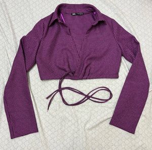 Zara Cropped Tie-Front Top