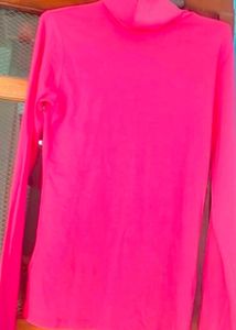 Pink Long Sleeve Turtle Neck Top