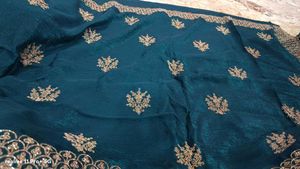 Elegant Blue Embroidered Saree