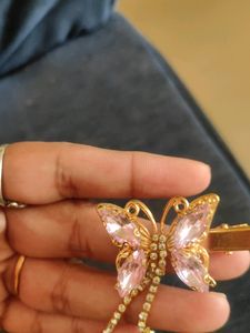 Baby Pink Stone Butterfly Party Clips
