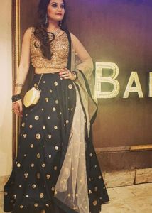 Elegant Green &amp; Gold Lehenga Set