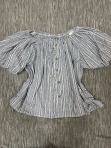 Puff Sleeve Blouse With Front Buttons