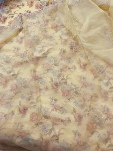 Floral Embroidered Organza Suit With Organz