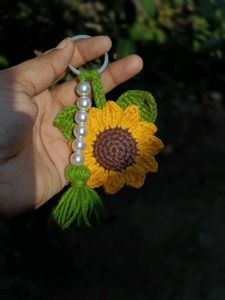 Sunflower Crochet Keychain