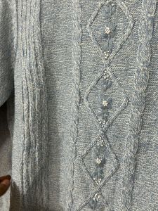 Blue Embellished Knit Sweater