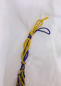 Pink Infinity Necklace With Yellow ,Violet Braid