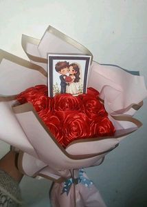 Rose Bouquet with Cartoon Card