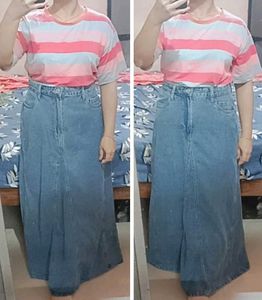 CROPTOP &amp; DENIMSKIRT