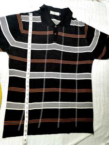 Vintage Striped Knit Polo Shirt