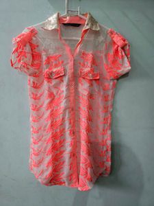 Zara Sheer Embroidered Shirt
