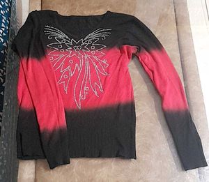 Red & Black Embellished Top