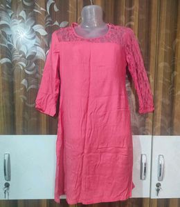 Coral Lace Detail Dress