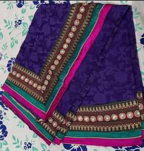 Purple Saree With Blouse