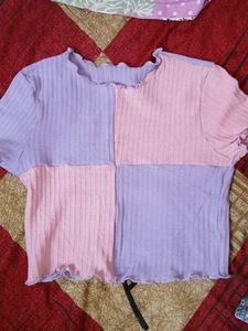 Cute Color Block Crop Top