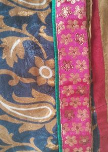 Black Sequence Work Saree With Lace Border