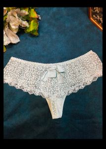 Mint Lace Thong with Bow Detail