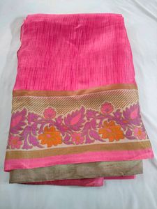 Pink Bhagalpuri Silk Saree Without Blouse Piece