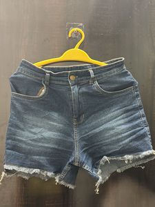 Denim Fringe Shorts