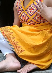 Yellow Embroidery Short Maxi Dress