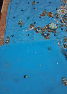 Blue Crepe Suit With Heavy Stone Work