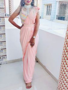 Party wear heavy saree with blouse nd neck cap