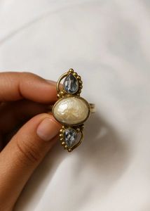 Mother Of Pearl And Aquamarine Statement Ring