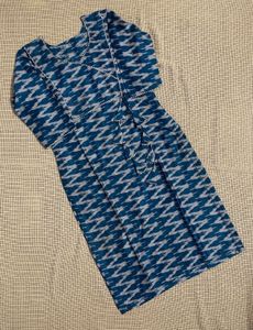 Blue Ikat Print Kurta Set