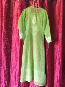 Lime Green Embroidered Kurti