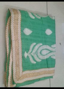 Pink &amp; Green Sare &amp; Yellow Embroidery