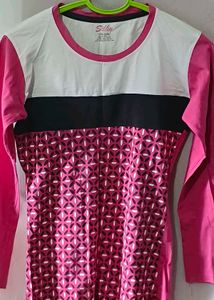 Silky Pink Patterned Long Sleeve Top