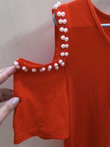 Orange Cold Shoulder Top