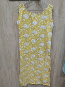 Yellow Floral Sleeveless Kurta
