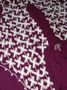Maroon Embroidered Kurta