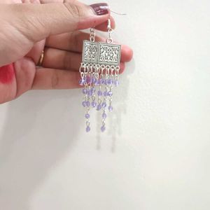 Festive Purple Crystal Earrings