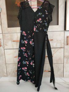 Elegant Mixed-Print Black Dress