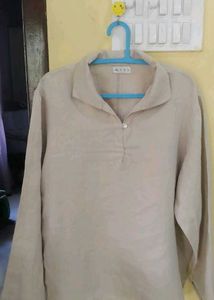 Beige Collared Top