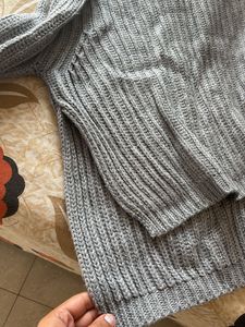 Gray Knit Pullover Sweater