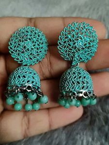 Turquoise Jhumka Earrings