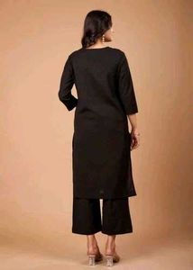 Black Kurta Set With Red Duppata