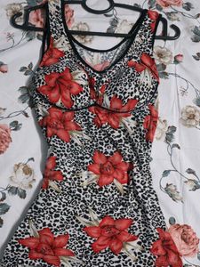 Floral Animal Print Beach Top