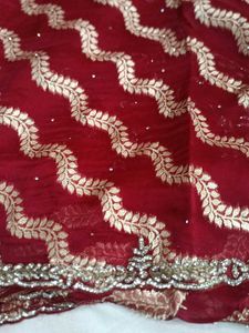 Maroon Leaf Pattern Saree