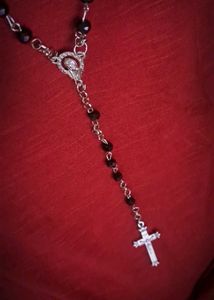 Gothic Black Beaded Cross Necklace