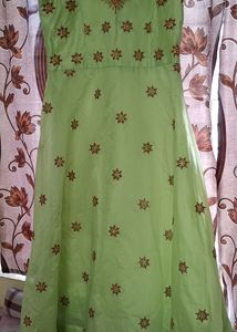 Premium Quality Chanderi Long Embroidery Dress Set