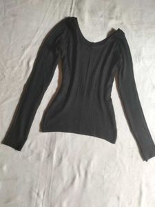 Black Ribbed Fitted Top