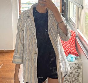 Striped Linen Blend Blazer