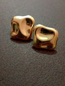 Abstract Gold Stud Earrings
