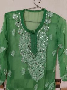 Green Embroidered Kurta