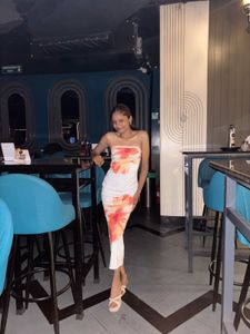 Tie-Dye Tube Midi Dress