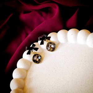 Midnight Bow Korean Earrings