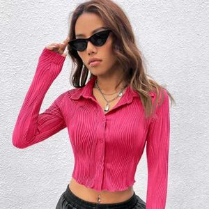 Pink Cropped Button-Up